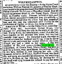 Rippington (Arthur 1858) Assault Charge 23rd Oct 1890